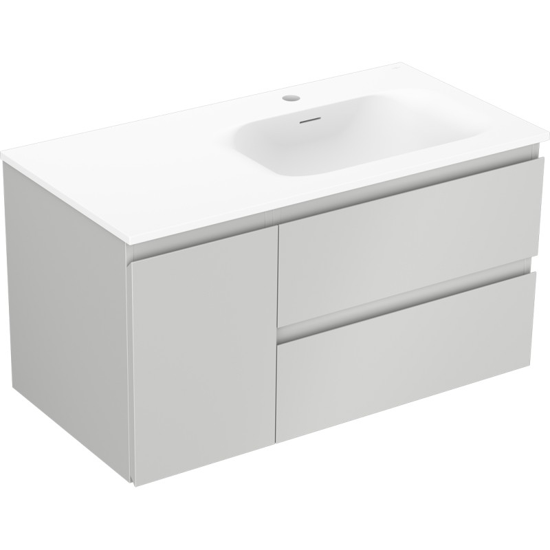 Mexen Orio 90 cm bathroom cabinet with right sink Vela, 2S, 1D, gray matte/white matte - 91A13-09047-3-BBFFF62-W23P01