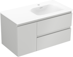 Mexen Orio bathroom cabinet 90 cm with Vela right basin, 2S, 1D, gray matte/white matte - 91A13-09047-3-BBFFF62-W23P01