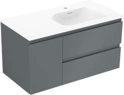 Mexen Orio 90 cm bathroom cabinet with Vela sink right, 2S, 1D, matte graphite/white matte - 91A13-09047-3-BBFFF66-W23P01