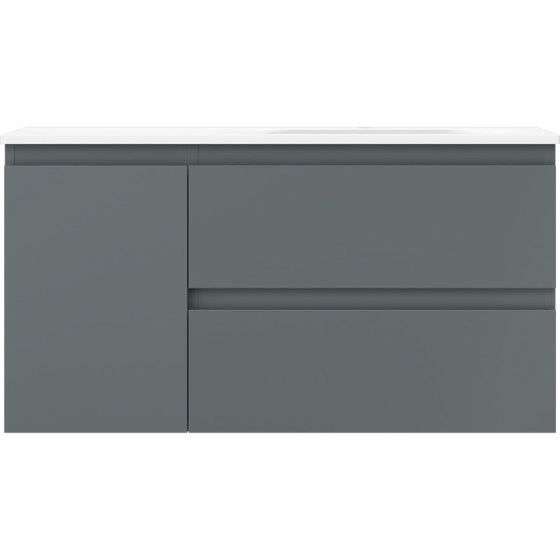 Mexen Orio 90 cm bathroom cabinet with Vela sink right, 2S, 1D, matte graphite/white matte - 91A13-09047-3-BBFFF66-W23P01