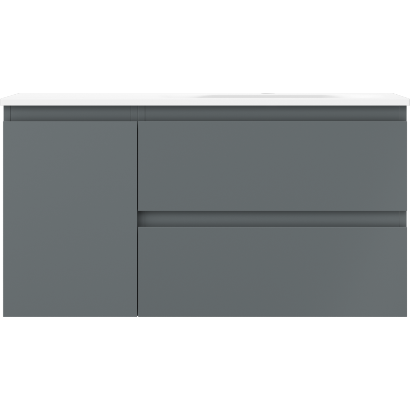 Mexen Orio bathroom cabinet 90 cm with right Vela sink, 2S, 1D, graphite matte/white matte - 91A13-09047-3-BBFFF66-W23P01