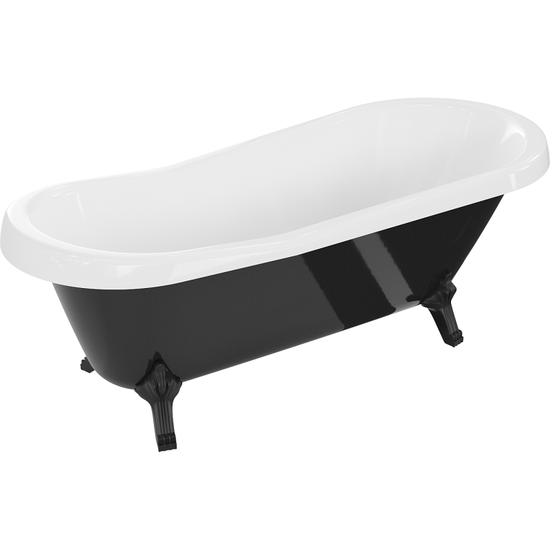 Mexen Retro free-standing bathtub 170 x 75 cm, white/black, black legs - 53251707575-70