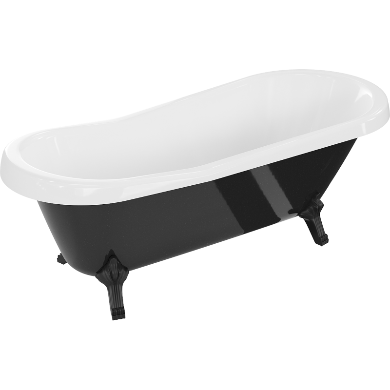 Mexen Retro freestanding bathtub 170 x 75 cm, White/Black, black legs - 53251707575-70