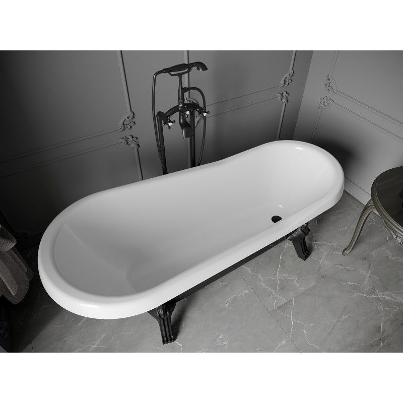 Mexen Retro free-standing bathtub 170 x 75 cm, white/black, black legs - 53251707575-70