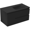 Mexen Orio 90 cm bathroom cabinet with Vela sink right, 2S, 1D, black matte - 91A13-09047-3-BBFFF71-W23P71