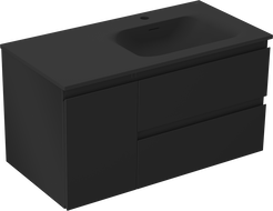 Mexen Orio 90 cm bathroom cabinet with Vela sink right, 2S, 1D, black matte - 91A13-09047-3-BBFFF71-W23P71