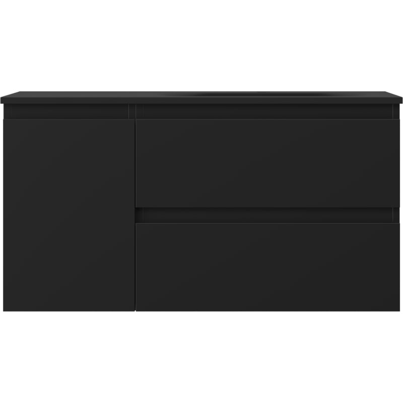 Mexen Orio 90 cm bathroom cabinet with Vela sink right, 2S, 1D, black matte - 91A13-09047-3-BBFFF71-W23P71