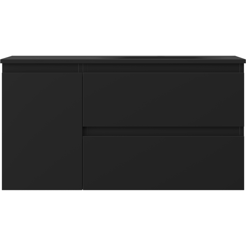 Mexen Orio bathroom cabinet 90 cm with Vela right sink, 2S, 1D, black matte - 91A13-09047-3-BBFFF71-W23P71