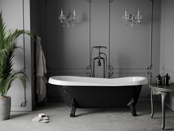 Mexen Retro freestanding bathtub 170 x 75 cm, White/Black, black legs - 53251707575-70