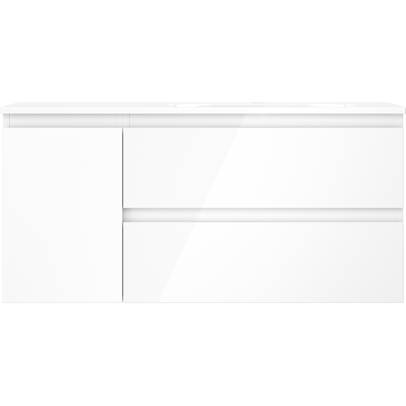 Mexen Orio bathroom cabinet 100 cm with Vela right washbasin, 2S, 1D, white gloss - 91A13-10047-3-BBFFF00-W23P00