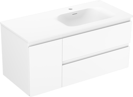 Mexen Orio bathroom cabinet 100 cm with Vela right basin, 2S, 1D, white matte - 91A13-10047-3-BBFFFF01-W23P01