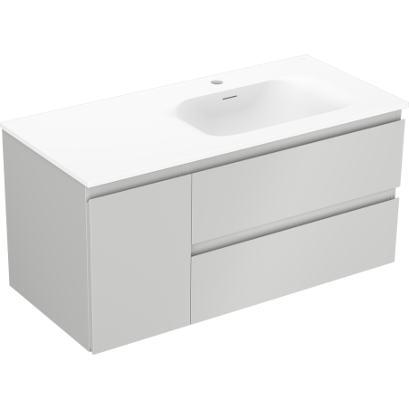 Mexen Orio 100 cm bathroom cabinet with right-side Vela sink, 2S, 1D, gray matte/white matte - 91A13-10047-3-BBFFF62-W23P01