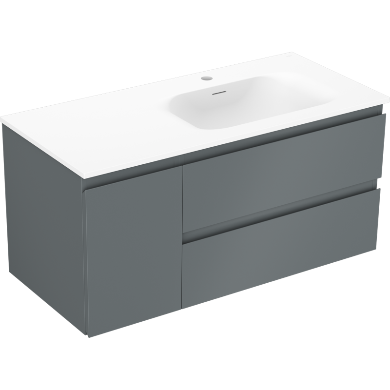 Mexen Orio 100 cm bathroom cabinet with Vela sink right, 2S, 1D, matte graphite/white matte - 91A13-10047-3-BBFFF66-W23P01