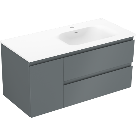 Mexen Orio 100 cm bathroom cabinet with Vela sink right, 2S, 1D, matte graphite/white matte - 91A13-10047-3-BBFFF66-W23P01