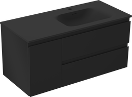 Mexen Orio bathroom cabinet 100 cm with Vela right sink, 2S, 1D, black matte - 91A13-10047-3-BBFFF71-W23P71