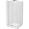 Mexen Rio square shower cubicle 90 x 90 cm, Frosted, Chrome + shower tray Flat, White - 860-090-090-01-30-4010