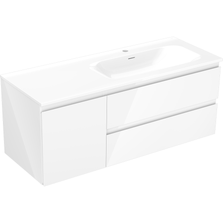 Mexen Orio bathroom cabinet 120 cm with Vela right sink, 2S, 1D, white gloss - 91A13-12047-3-BBFFF00-W23P00