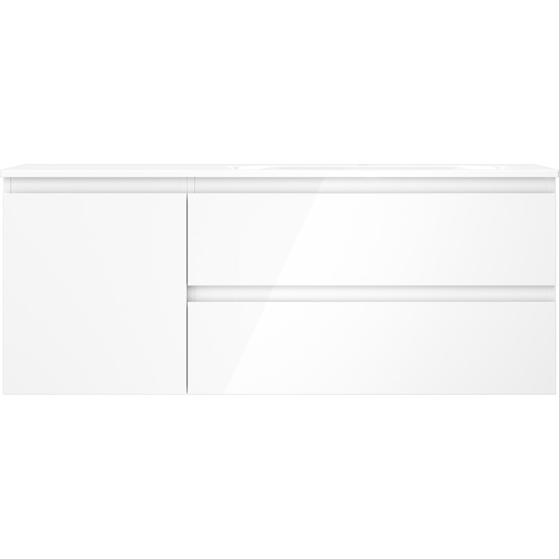Mexen Orio 120 cm bathroom cabinet with Vela right sink, 2S, 1D, white gloss - 91A13-12047-3-BBFFF00-W23P00
