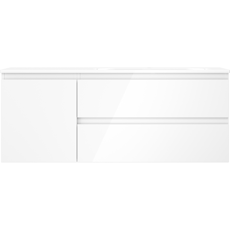 Mexen Orio bathroom cabinet 120 cm with Vela right sink, 2S, 1D, white gloss - 91A13-12047-3-BBFFF00-W23P00