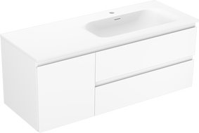 Mexen Orio 120 cm bathroom cabinet with Vela right sink, 2S, 1D, white matte - 91A13-12047-3-BBFFFF01-W23P01