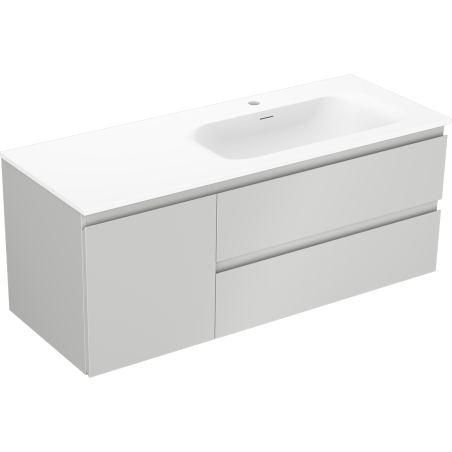 Mexen Orio bathroom cabinet 120 cm with Vela right sink, 2S, 1D, gray matte/white matte - 91A13-12047-3-BBFFF62-W23P01