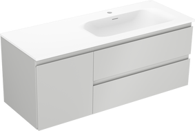 Mexen Orio bathroom cabinet 120 cm with Vela right sink, 2S, 1D, gray matte/white matte - 91A13-12047-3-BBFFF62-W23P01