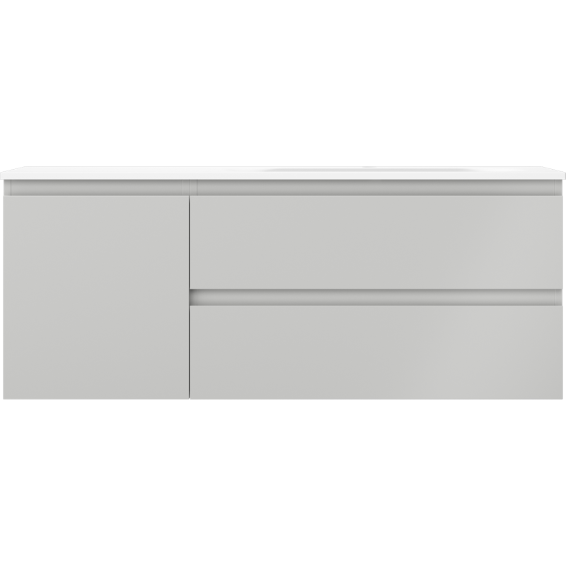 Mexen Orio bathroom cabinet 120 cm with Vela right sink, 2S, 1D, gray matte/white matte - 91A13-12047-3-BBFFF62-W23P01