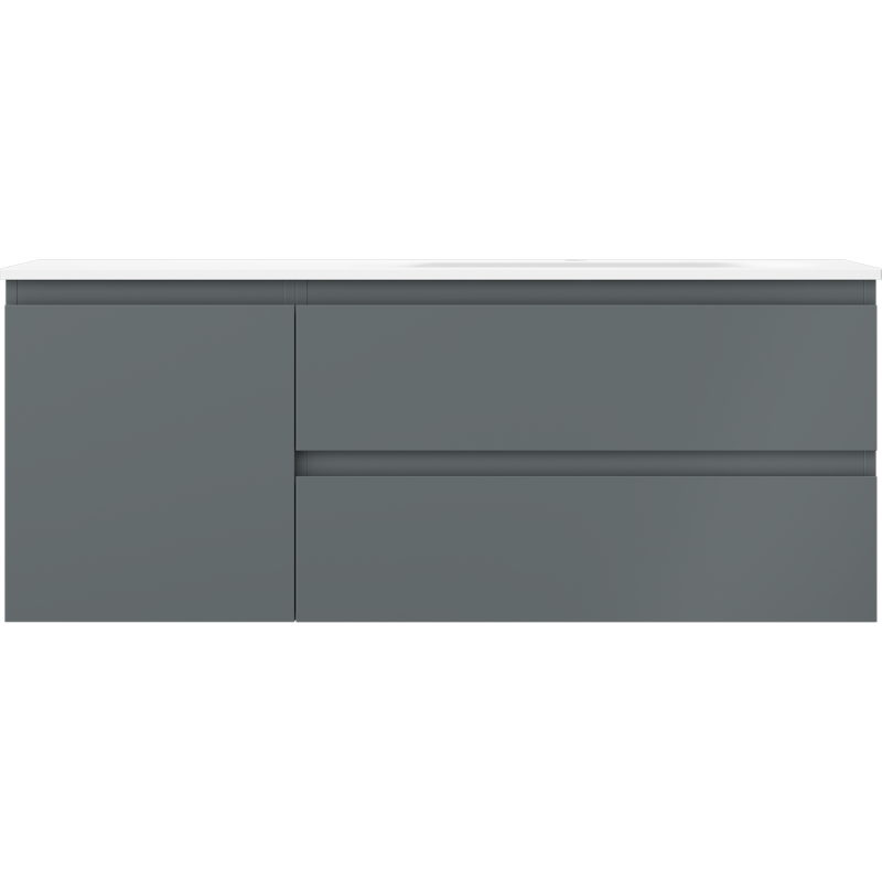 Mexen Orio bathroom cabinet 120 cm with Vela right sink, 2S, 1D, matte graphite/white matte - 91A13-12047-3-BBFFF66-W23P01