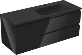 Mexen Orio 120 cm Bathroom Cabinet with Right Vela Sink, 2S, 1D, Black Gloss/Black Matte - 91A13-12047-3-BBFFF70-W23P71