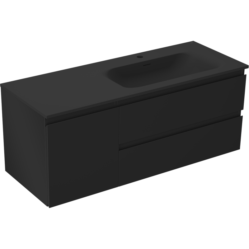 Mexen Orio bathroom cabinet 120 cm with Vela sink right, 2S, 1D, black matte - 91A13-12047-3-BBFFF71-W23P71