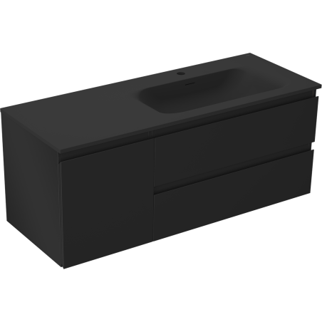 Mexen Orio bathroom cabinet 120 cm with Vela sink right, 2S, 1D, black matte - 91A13-12047-3-BBFFF71-W23P71