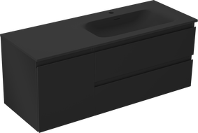 Mexen Orio 120 cm Bathroom Cabinet with Vela Right Sink, 2S, 1D, Matte Black - 91A13-12047-3-BBFFF71-W23P71