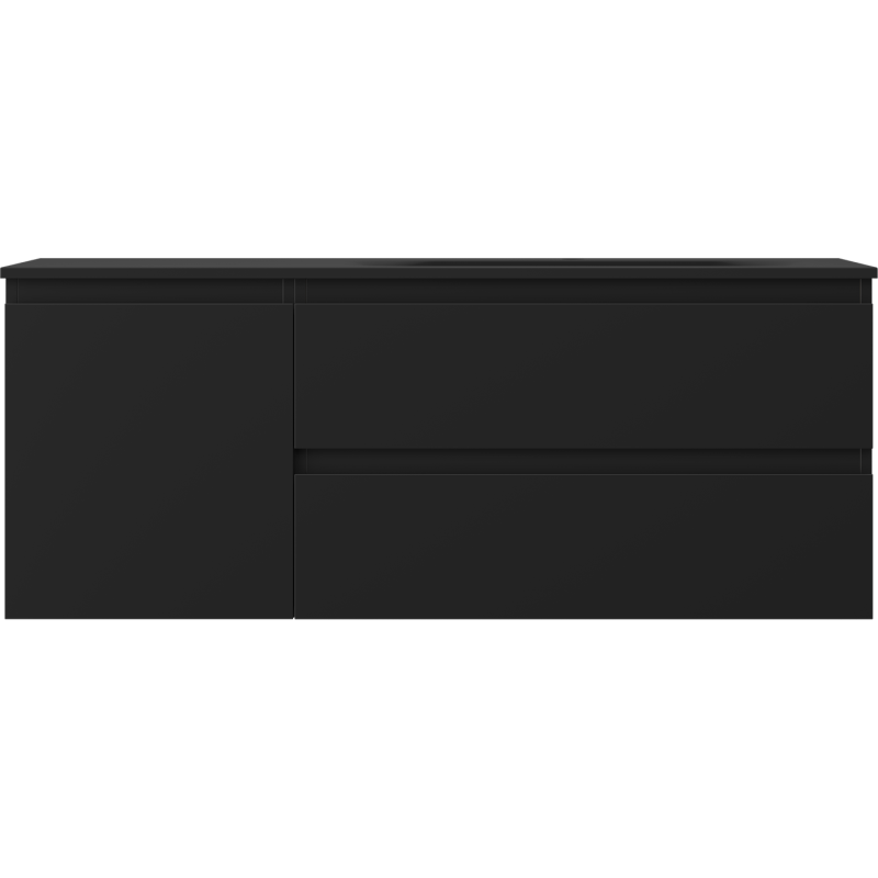 Mexen Orio bathroom cabinet 120 cm with Vela sink right, 2S, 1D, black matte - 91A13-12047-3-BBFFF71-W23P71