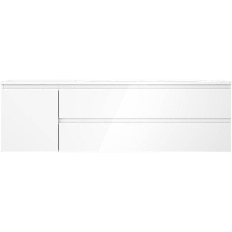 Mexen Orio 160 cm bathroom cabinet with Vela right sink, 2S, 1D, high gloss white - 91A13-16047-3-BBFFF00-W23P00