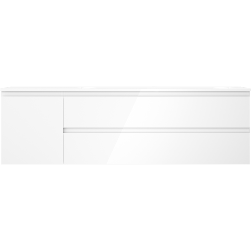 Mexen Orio 160 cm Bathroom Cabinet with Vela Sink Right, 2S, 1D, White Gloss - 91A13-16047-3-BBFFF00-W23P00