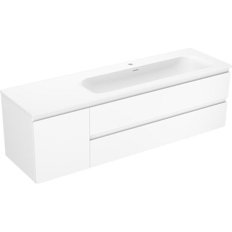 Mexen Orio 160 cm bathroom cabinet with Vela sink on the right, 2S, 1D, white matte - 91A13-16047-3-BBFFFF01-W23P01