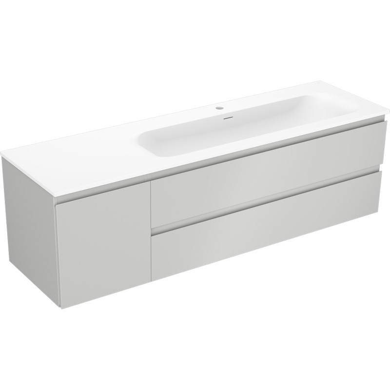 Mexen Orio bathroom cabinet 160 cm with Vela sink right, 2S, 1D, gray matte/white matte - 91A13-16047-3-BBFFF62-W23P01