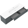 Mexen Orio 160 cm bathroom cabinet with Vela right sink, 2S, 1D, matte graphite/white matte - 91A13-16047-3-BBFFF66-W23P01
