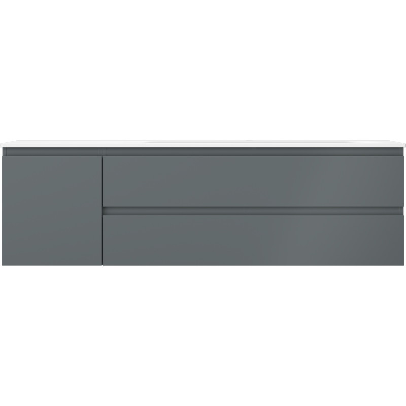 Mexen Orio 160 cm bathroom cabinet with Vela right sink, 2S, 1D, matte graphite/white matte - 91A13-16047-3-BBFFF66-W23P01