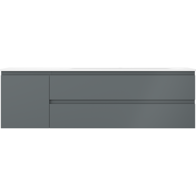 Mexen Orio Bathroom Cabinet 160 cm with Right Vela Sink, 2S, 1D, Matte Graphite/Matte White - 91A13-16047-3-BBFFF66-W23P01
