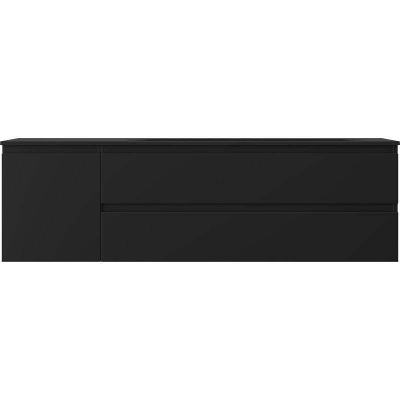 Mexen Orio 160 cm bathroom cabinet with Vela right sink, 2S, 1D, matte black - 91A13-16047-3-BBFFF71-W23P71