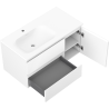 Mexen Rivel 90 cm bathroom cabinet with Vela left sink, 2 drawers, 1 door, grooved, matte white - 91A23-09047-3-BBFFF01-W23L01