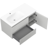 Mexen Rivel 90 cm bathroom cabinet with Vela left basin, 2S, 1D, fluted, matte gray/white matte - 91A23-09047-3-BBFFF62-W23L01