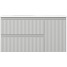 Mexen Rivel 90 cm bathroom cabinet with Vela left basin, 2S, 1D, fluted, matte gray/white matte - 91A23-09047-3-BBFFF62-W23L01