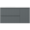 Mexen Rivel bathroom cabinet 90 cm with Vela sink on the left, 2S, 1D, fluted, graphite matte/white matte