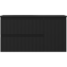 Mexen Rivel 90 cm bathroom cabinet with Vela left sink, 2 drawers, 1 door, grooved, black matte - 91A23-09047-3-BBFFF71-W23L71