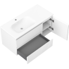 Mexen Rivel 100 cm bathroom cabinet with left Vela sink, 2 drawers, 1 door, grooved, white matte - 91A23-10047-3-BBFFF01-W23L01