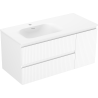 Mexen Rivel bathroom cabinet 100 cm with left washbasin Vela, 2S, 1D, fluted, matte white - 91A23-10047-3-BBFFF01-W23L01