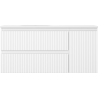 Mexen Rivel 100 cm bathroom cabinet with left Vela sink, 2 drawers, 1 door, grooved, white matte - 91A23-10047-3-BBFFF01-W23L01