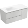 Mexen Rivel bathroom cabinet 100 cm with Vela left sink, 2S, 1D, grooved, gray matte/white matte - 91A23-10047-3-BBFFF62-W23L01
